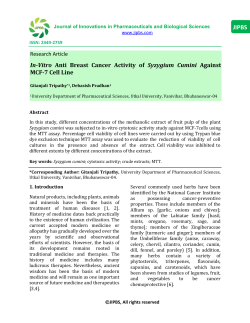 In-Vitro Anti Breast Cancer Activity of Syzygium Cumini Against MCF