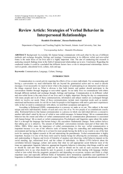 Review Article: Strategies of Verbal Behavior in Interpersonal