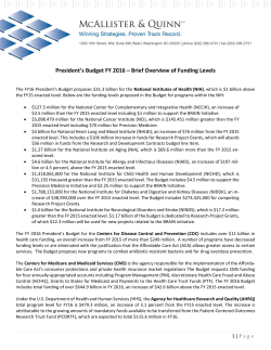 President`s Budget FY16 - Overview of Funding Levels