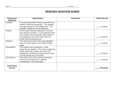 RESEARCH QUESTION RUBRIC