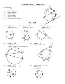 Advanced Geometry: Unit 5 Review! Terminology Arc