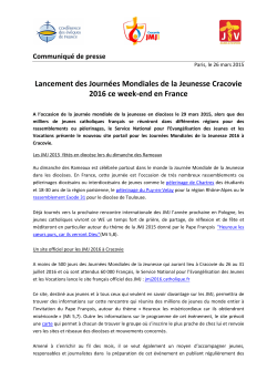 CommuniquÃ© pour lancement JMJ 2016 en France et site Internet