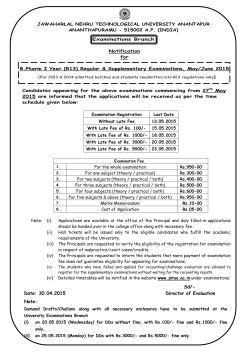 Sd/- Date: 30.04.2015 Director of Evaluation Note: - JNTU