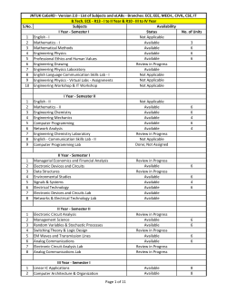 S.No. Subjects Status No. of Units 1 English - I Not