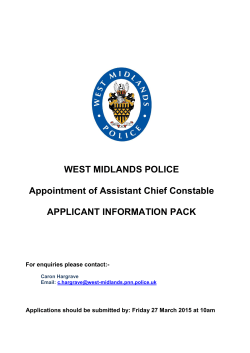 WEST MIDLANDS POLICE Appointment of Assistant Chief