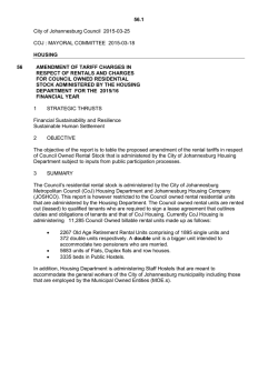 Rentals for Council Owned Residential Stock Administered