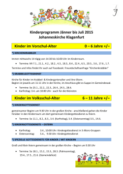 Kinderprogramm JÃ¤nner bis Juli 2015 Johanneskirche Klagenfurt