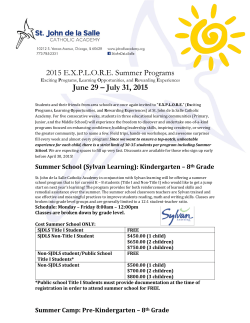2015 E.X.P.L.O.R.E. Summer Programs June 29 â July 31, 2015