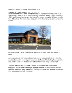 Restaurant Review 29 Charlie Gitto`s April 4, 2015