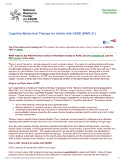 Cognitive-Behavioral Therapy for Adults with ADHD