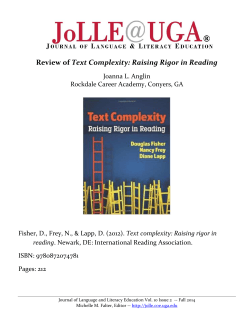 Review of Text Complexity: Raising Rigor in Reading
