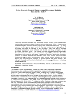 Online Graduate Students` Preferences of Discussion - JOLT