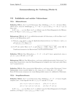 Zusammenfassung der Vorlesung (Woche 9) VII Euklidische und