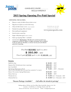 DOWNLOAD 2015 Spring Opening Pre-Paid Special