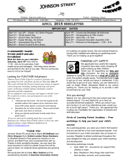 April Newsletter - Johnson Street Public School
