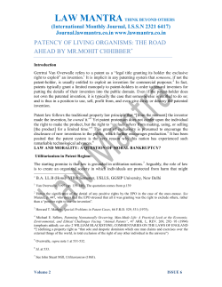 patency of living organisms: the road ahead by mr.mohit chhibber