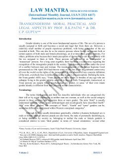 transgenderism - Law Mantra Journal