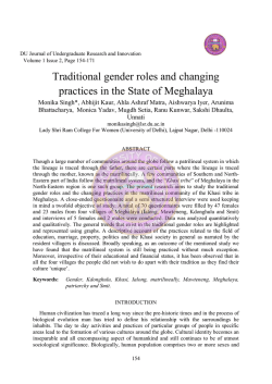 Traditional gender roles and changing practices in - DU E