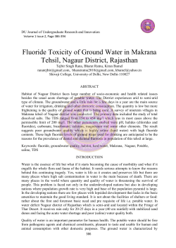 Fluoride Toxicity of Ground Water in Makrana Tehsil - DU E
