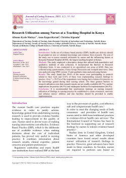 Research Utilization among Nurses at a Teaching Hospital in Kenya