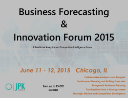 Business Forecasting & Innovation Forum 2015 June 11
