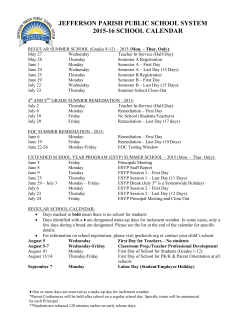 2015-16 School Calendar - Jefferson Parish Public School System