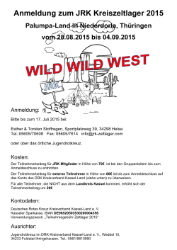 Anmeldung zum JRK Kreiszeltlager 2015 - JRK Kassel-Land