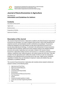 Journal of Socio-Economics in Agriculture