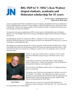 Jewish News Article - Michigan State Jewish Studies Program