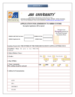 ANNEXURE I MBBS Application Form