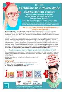 Certificate IV in Youth Work - JSW Training & Community Services