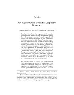 Articles Non-Refoulement in a World of Cooperative Deterrence
