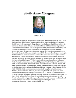 Sheila Anne Mangum - Judy Nicholson Foundation