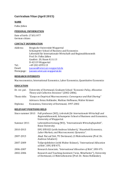 Curriculum Vitae (April 2015) - Prof. Dr. Falko JÃ¼Ãen