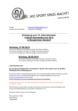 Einladung zum 15. Internationalen FuÃballâKleinfeldturnier 2015 in