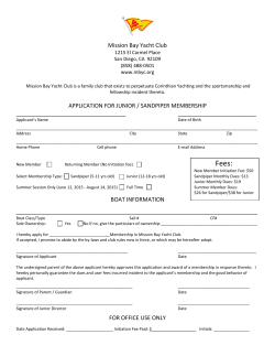 Mission Bay Yacht Club APPLICATION FOR JUNIOR / SANDPIPER
