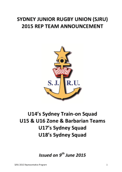 Representative Teams - Sydney Junior Rugby Union