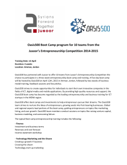Oasis500 Boot Camp program for 10 teams from the Jusoor`s