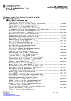 Llista de mediadors actius de famÃ­lia. Maig 2015