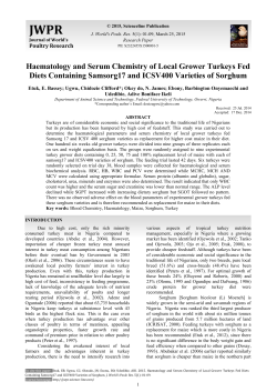 Haematology and Serum Chemistry of Local Grower Turkeys Fed