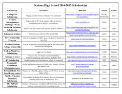 Kalama High School 2014-2015 Scholarships