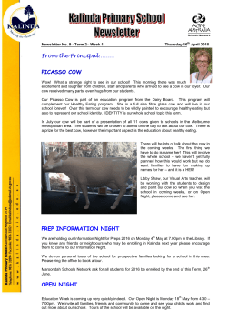 From the Principalâ¦â¦â¦ PICASSO COW PREP INFORMATION