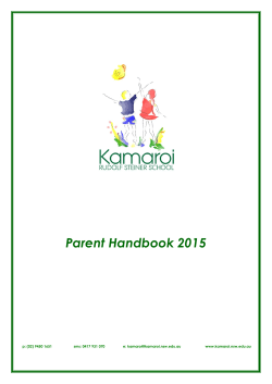 Parent Handbook 2015 - Kamaroi Rudolf Steiner School
