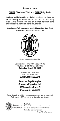 THREE Obedience Trials and THREE Rally Trials Saturday, March