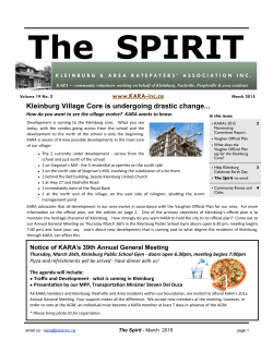 Spirit March 2015 - Kleinburg and Area Ratepayers Association
