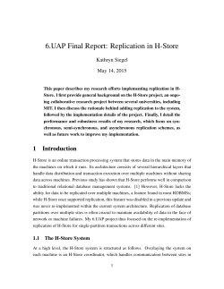 6.UAP Final Report: Replication in H-Store