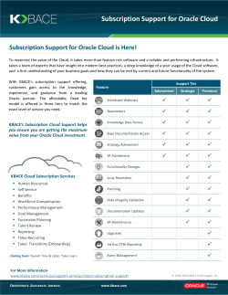 KBACE Cloud Subscription Support Datasheet