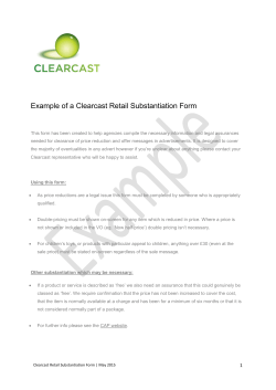 Example of a Clearcast Retail Substantiation Form