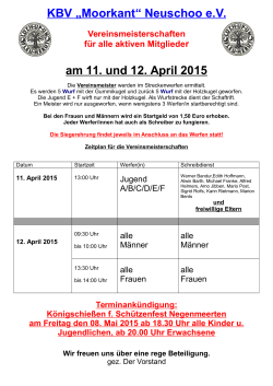 KBV âMoorkantâ Neuschoo e.V. am 11. und 12. April 2015