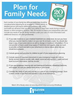 20-to-Ready - Plan for Family Needs